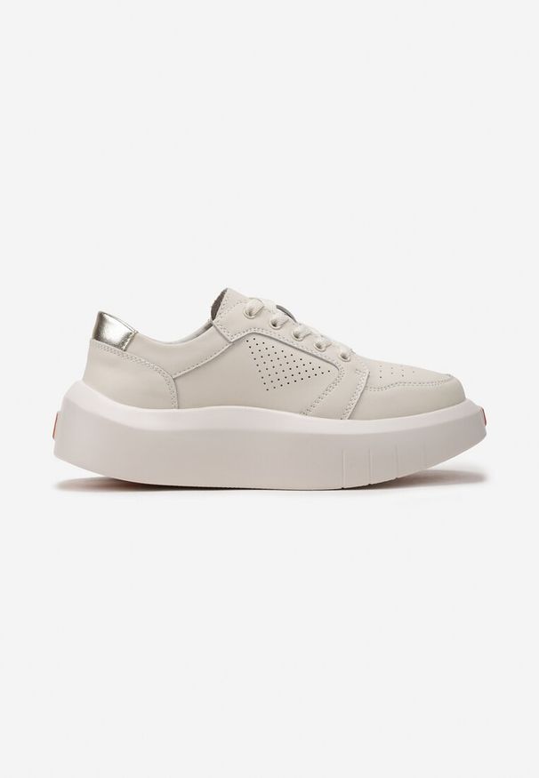 Renee - Beżowe Skórzane Sneakersy na Grubej Podeszwie przed Kostkę Olerassa. Wysokość cholewki: przed kostkę. Kolor: beżowy. Materiał: skóra. Szerokość cholewki: normalna