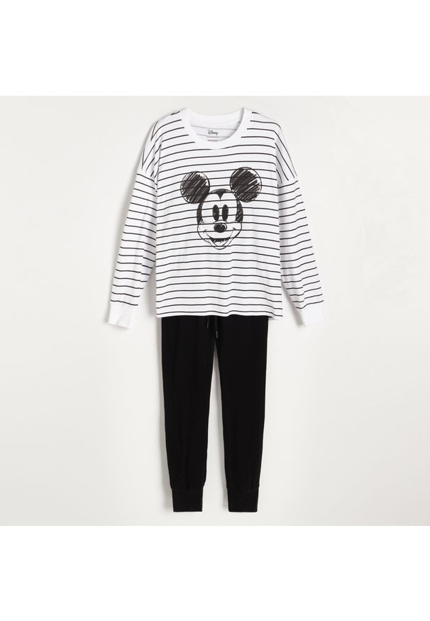 Reserved - Dwuczęściowa piżama Mickey Mouse - Kremowy. Kolor: kremowy. Wzór: motyw z bajki