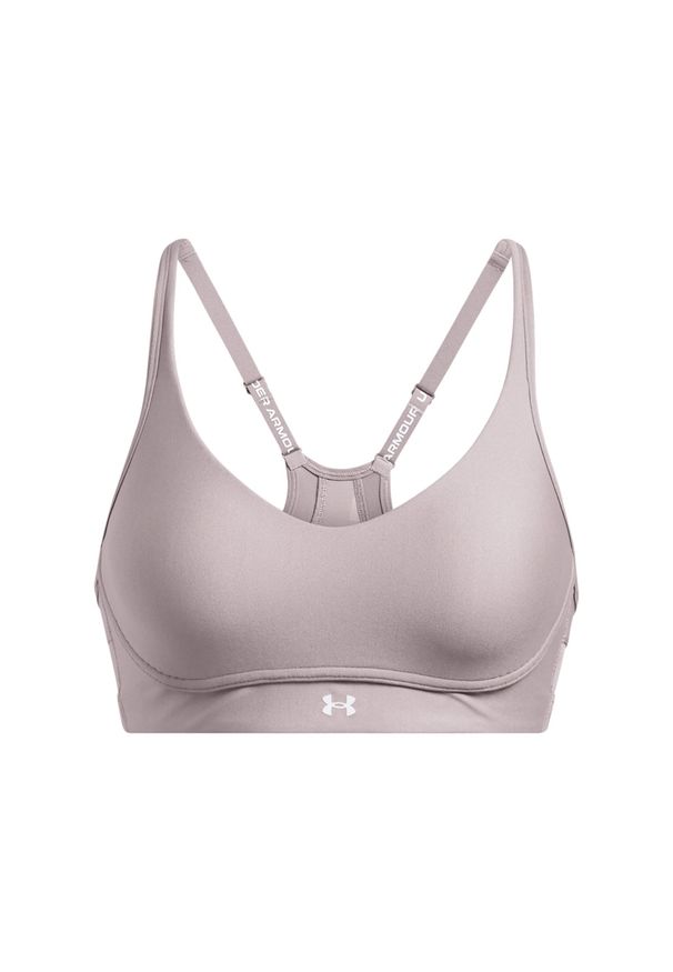 Biustonosz treningowy damski Under Armour UA Infinity Low 2.0 Bra - szary. Kolor: szary. Materiał: elastan, poliester. Wzór: gładki. Sport: joga i pilates