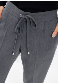Spodnie 7/8 z wywiniętymi nogawkami bonprix szary melanż. Kolor: szary. Materiał: poliester, materiał, wiskoza, elastan. Wzór: melanż #4