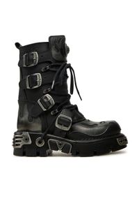 NEW ROCK Glany M-107-S2 Czarny. Kolor: czarny. Materiał: skóra. Styl: rockowy