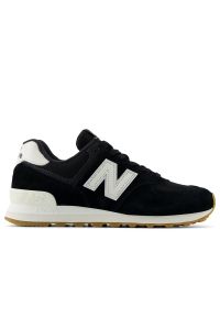 Buty New Balance U574RAB - czarne. Okazja: na co dzień. Kolor: czarny. Materiał: skóra, guma, zamsz, dresówka. Szerokość cholewki: normalna. Wzór: aplikacja. Model: New Balance 574 #1