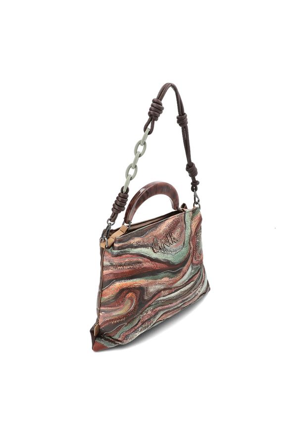 Brązowa Torebka Anekke Stylowy Kuferek Damski. Kolor: brązowy. Wzór: aplikacja. Styl: elegancki. Rodzaj torebki: na ramię