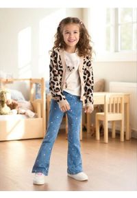 Sinsay - Spodnie flare ze wzorkiem - niebieski. Kolor: niebieski #1