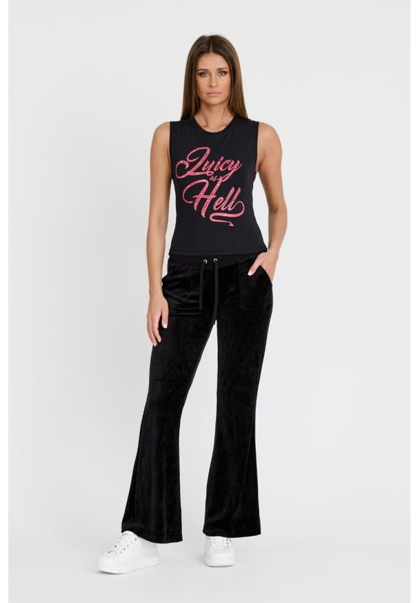 Juicy Couture - JUICY COUTURE Czarny damski top Juicy As Hell Tank, Rozmiar XS. Kolor: czarny
