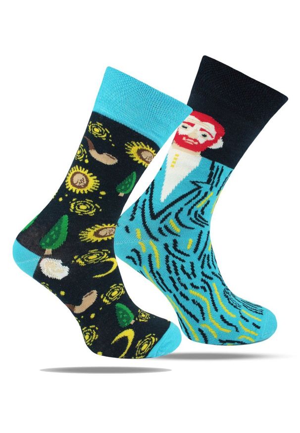 His Story - Skarpetki Bawełniane - Tematyczne - Asymetryczne, van Gogh. Kolor: wielokolorowy. Materiał: elastan, bawełna, poliamid