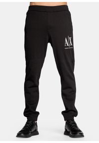 Spodnie dresowe męskie czarne Armani Exchange 8NZPPA ZJ1ZZ 1200. Kolor: czarny. Materiał: dresówka. Sport: turystyka piesza