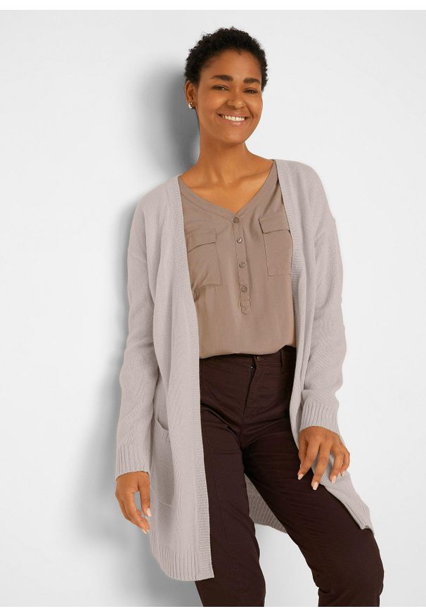 bonprix - Długi kardigan. Kolor: szary. Długość: długie