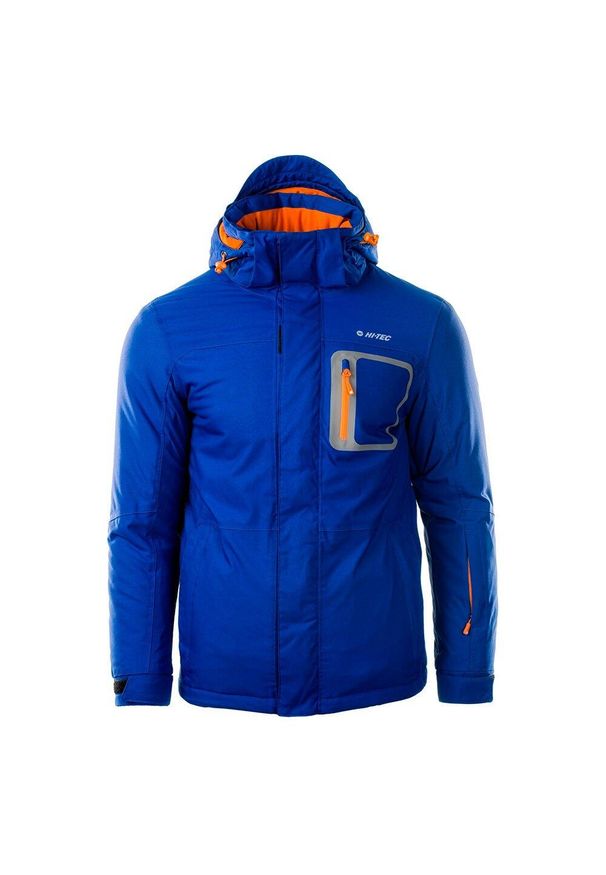 Hi-tec - Męska Kurtka Zimowa Bicco. Kolor: niebieski, wielokolorowy, pomarańczowy. Sezon: zima. Sport: turystyka piesza