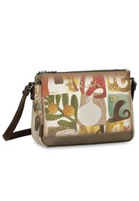 Torebka damska Anekke, elegancka mała z regulowanym paskiem i 3 komorami, multikolor, 42713-184. Kolor: brązowy. Wzór: aplikacja. Dodatki: z breloczkiem. Materiał: zdobione. Styl: elegancki #4
