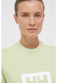 Helly Hansen t-shirt bawełniany kolor zielony z nadrukiem. Okazja: na co dzień. Kolor: zielony. Materiał: bawełna. Wzór: nadruk. Styl: casual #5