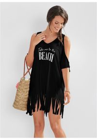bonprix - Shirt plażowy z wycięciami. Okazja: na plażę. Kolor: czarny. Materiał: jersey #1