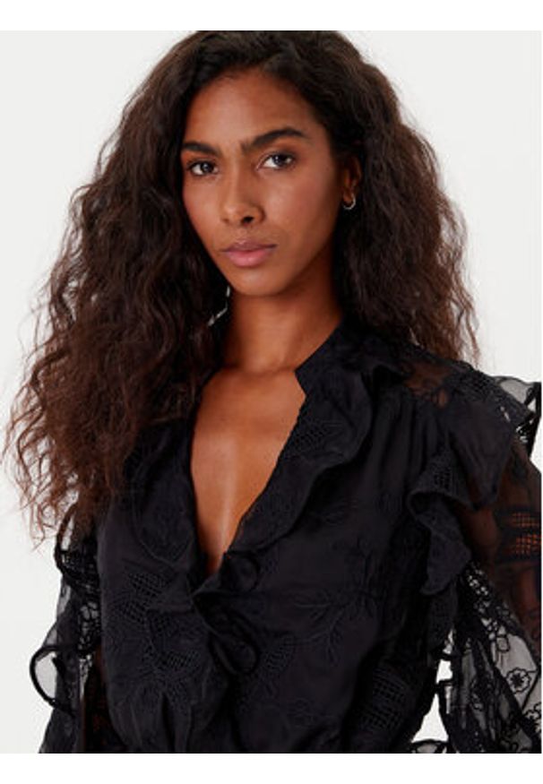 BARDOT - Bardot Bluzka Frill Embroidered 59896TB2 Czarny Regular Fit. Kolor: czarny. Materiał: syntetyk