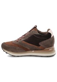 Hot Potatoes by Gioseppo - Brązowe Sneakersy Gioseppo Eleganckie Obuwie Damskie Na Koturnie. Okazja: na co dzień, na spacer. Zapięcie: sznurówki. Kolor: brązowy. Materiał: zamsz, tkanina, materiał. Obcas: na koturnie. Styl: elegancki