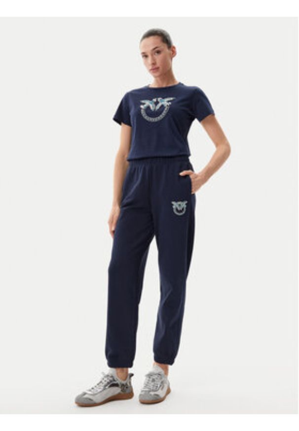 Pinko - PINKO T-Shirt Quentin 100535 A2G7 Granatowy Regular Fit. Kolor: niebieski. Materiał: bawełna