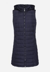 Born2be - Granatowa Kamizelka Pikowana z Odpinanym Kapturem Alaritha. Okazja: na co dzień. Kolor: niebieski. Materiał: jeans. Styl: casual, elegancki #7