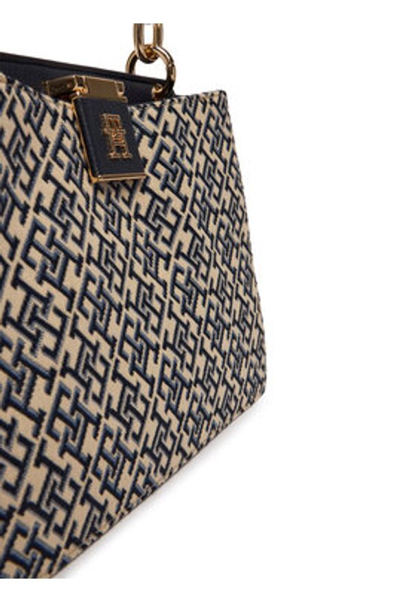 TOMMY HILFIGER - Tommy Hilfiger Torebka Th Her Med Satchel Jacqu AW0AW18639 Granatowy. Kolor: niebieski. Materiał: skórzane