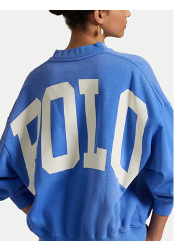 Polo Ralph Lauren Bluza 211965111002 Niebieski Oversize. Typ kołnierza: polo. Kolor: niebieski. Materiał: bawełna