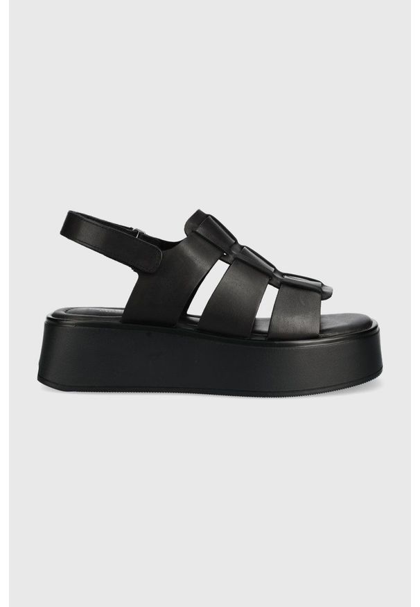 Vagabond Shoemakers sandały skórzane COURTNEY damskie kolor czarny na platformie. Zapięcie: rzepy. Kolor: czarny. Materiał: skóra. Wzór: gładki. Obcas: na platformie