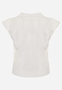 Renee - Biała Sweterkowa Bluzka z Wiskozy z Kołnierzykiem i Usztywnioną Linią Ramion Helite. Kolor: biały. Materiał: wiskoza. Styl: elegancki #8