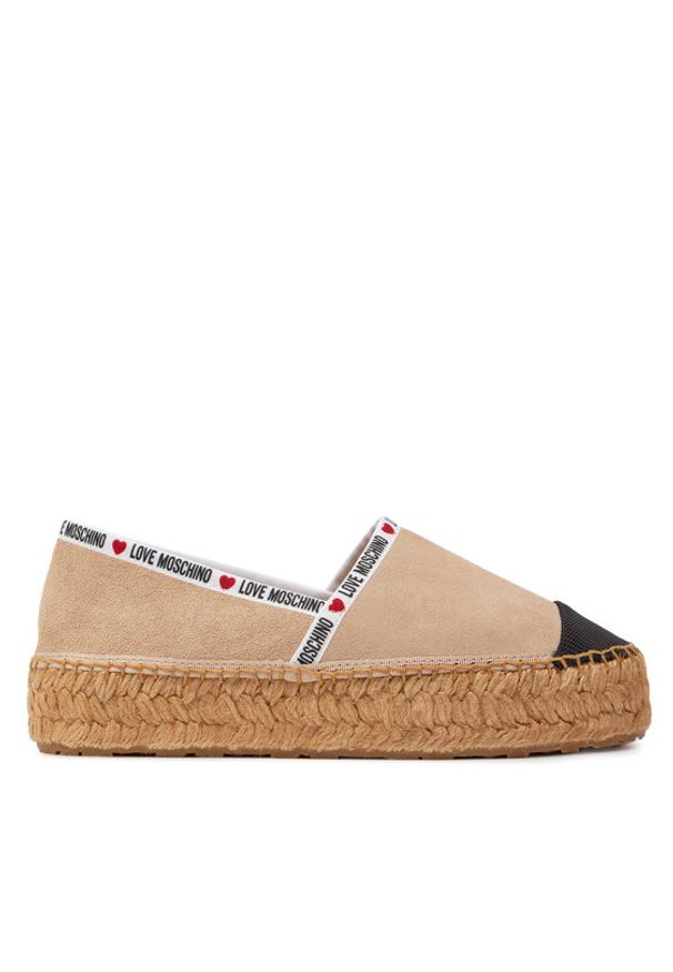 Love Moschino - LOVE MOSCHINO Espadryle JA10553G0IIG0131 Beżowy. Kolor: beżowy. Materiał: skóra, zamsz