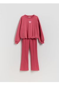 Reserved - Dzianinowy komplet z bawełną - różowy. Kolor: różowy. Materiał: dzianina, bawełna #1
