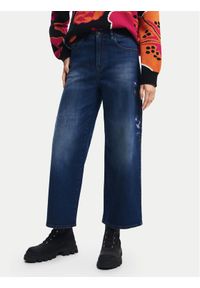 Desigual Jeansy Aimar 24WWDD18 Granatowy Wide Leg. Kolor: niebieski