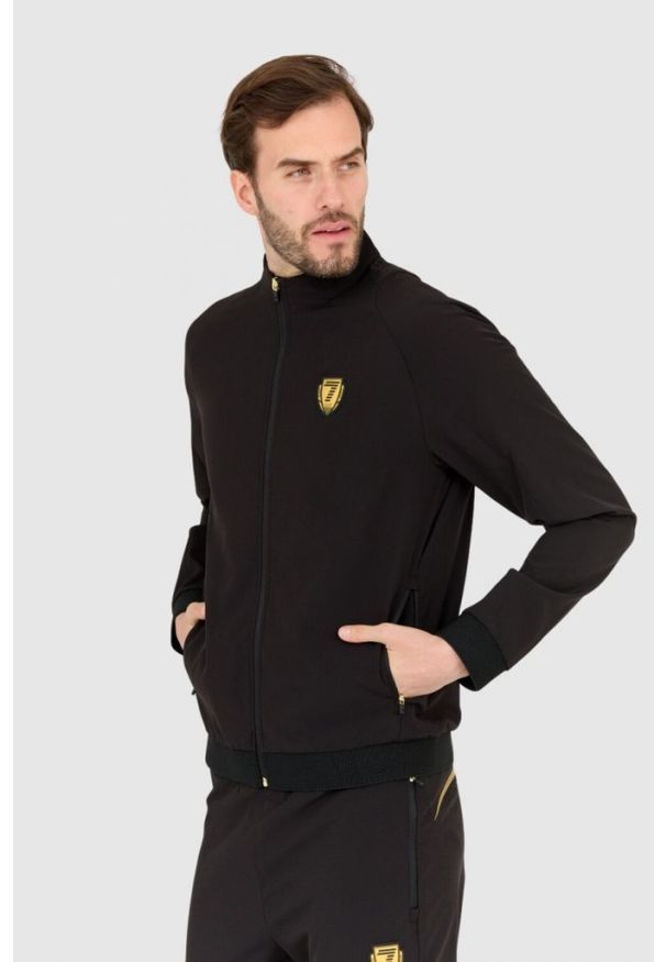 EA7 Emporio Armani - EA7 Czarny męski dres, Rozmiar XXL. Kolor: czarny. Materiał: dresówka. Wzór: aplikacja