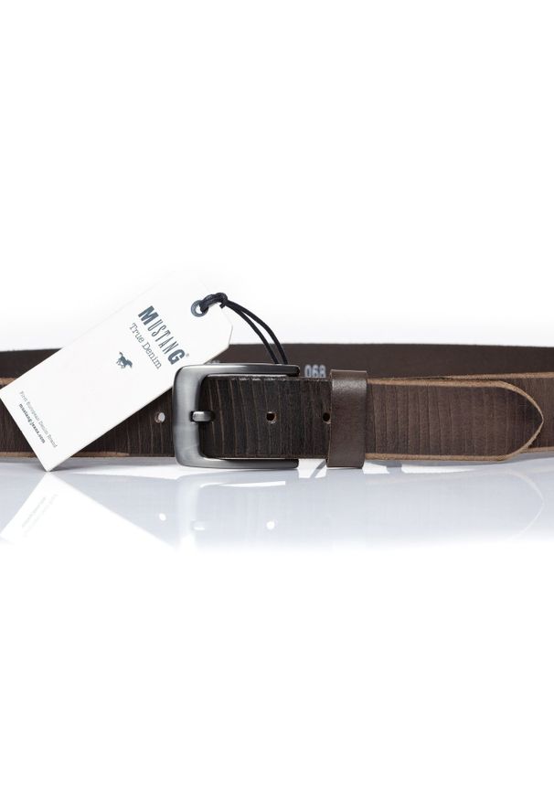 Mustang - MUSTANG PASEK SKÓRZANY 35 mm SOPO-MUS068. Materiał: skóra. Wzór: paski. Styl: klasyczny