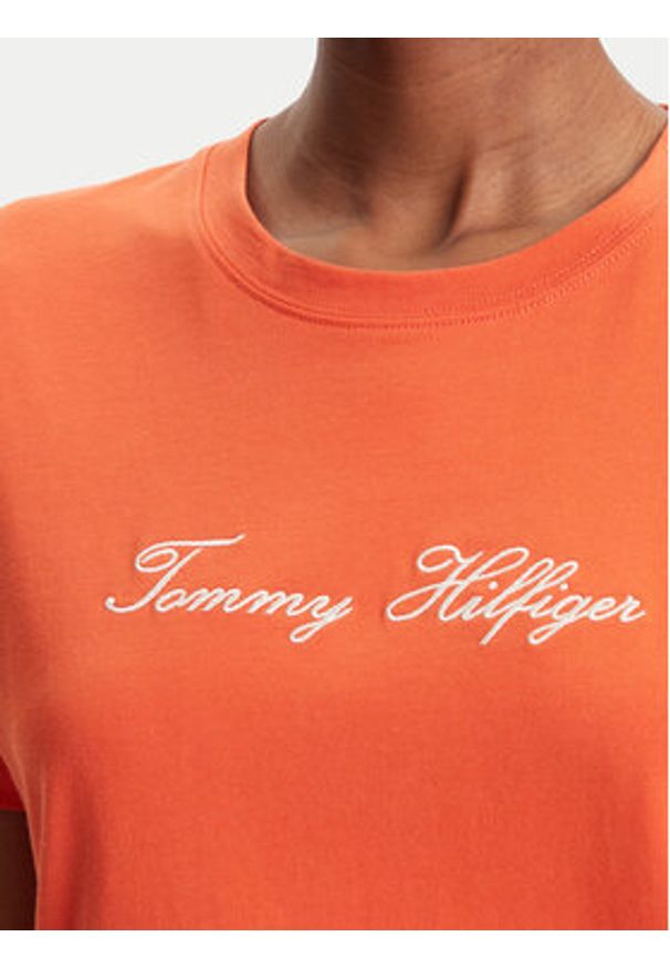 TOMMY HILFIGER - Tommy Hilfiger T-Shirt Script WW0WW45746 Pomarańczowy Regular Fit. Kolor: pomarańczowy. Materiał: bawełna