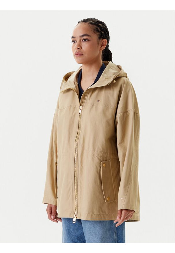 TOMMY HILFIGER - Tommy Hilfiger Parka WW0WW45621 Beżowy Regular Fit. Kolor: beżowy. Materiał: bawełna