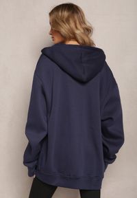 Renee - Granatowa Zasuwana Bluza z Kapturem Narmione. Okazja: na spacer. Typ kołnierza: kaptur. Kolor: niebieski. Materiał: jeans, polar. Styl: wizytowy