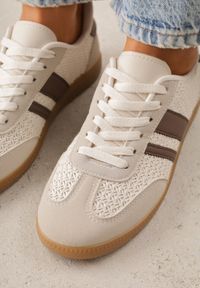 Born2be - Brązowe Sneakersy Kultowe Tenisówki z Plecioną Strukturą Loraebelle. Nosek buta: okrągły. Zapięcie: sznurówki. Kolor: brązowy. Materiał: skóra, materiał. Obcas: na obcasie. Wysokość obcasa: niski #6