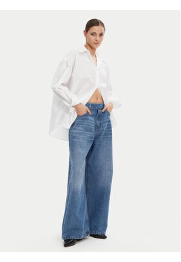 Hugo - HUGO Koszula 50537159 Biały Oversize. Kolor: biały. Materiał: bawełna