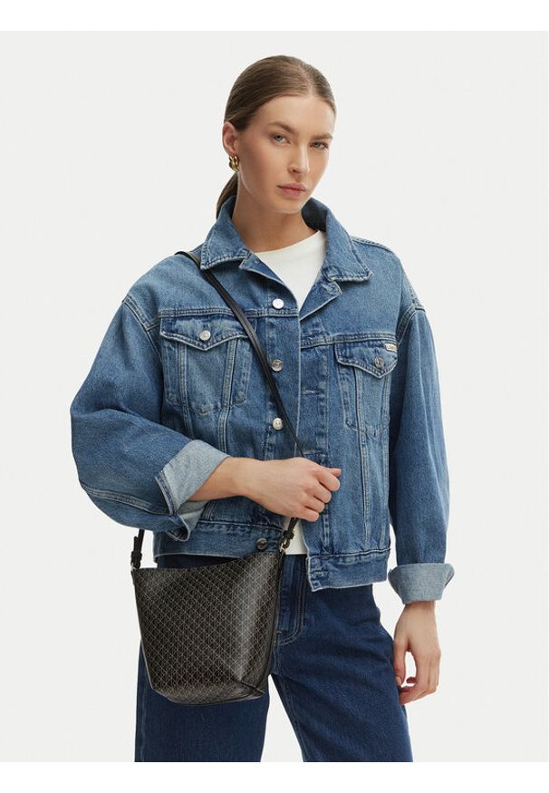 Calvin Klein Torebka Emblem Aop Sm Bucket Crossbody LV04F3506G Czarny. Kolor: czarny. Materiał: skórzane