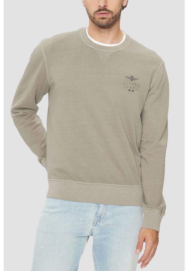 Aeronautica Militare - AERONAUTICA MILITARE Beżowa męska bluza Vintage Effect, Rozmiar XXL. Kolor: beżowy. Materiał: bawełna. Styl: vintage