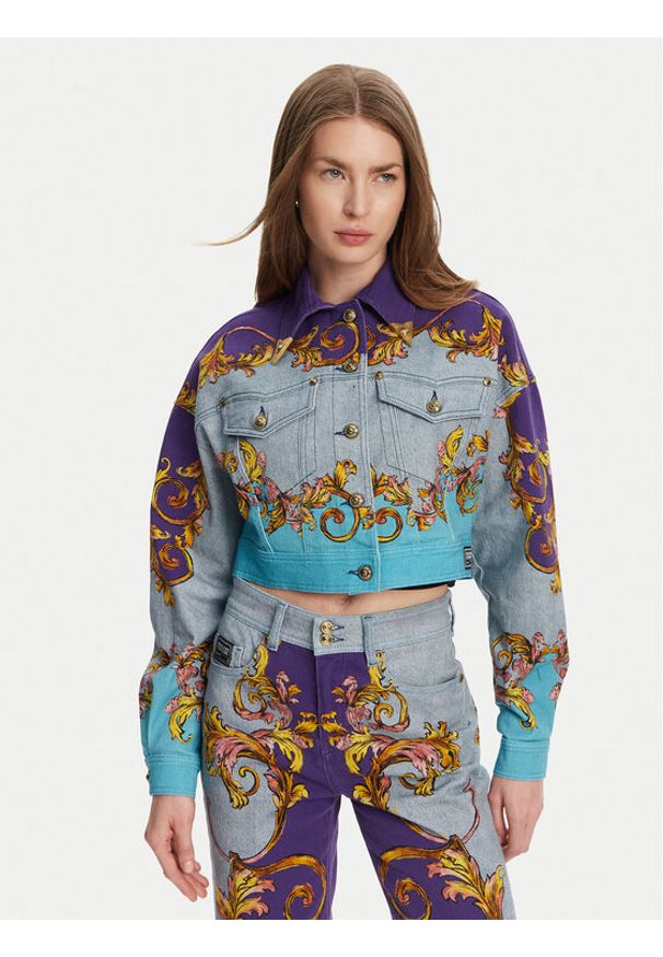 Versace Jeans Couture Kurtka jeansowa 78HAS4P0 Kolorowy Relaxed Fit. Materiał: bawełna. Wzór: kolorowy