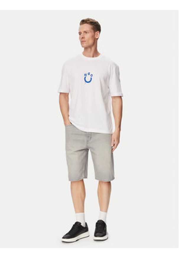 Hugo - HUGO T-Shirt Norizom 50560112 Biały Regular Fit. Kolor: biały. Materiał: bawełna