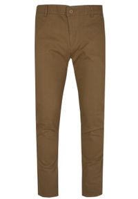 Męskie Spodnie Chinos marki Rigon – Bawełna z Elastanem – Slim Fit - Camel. Kolor: brązowy, beżowy, wielokolorowy. Materiał: elastan, bawełna