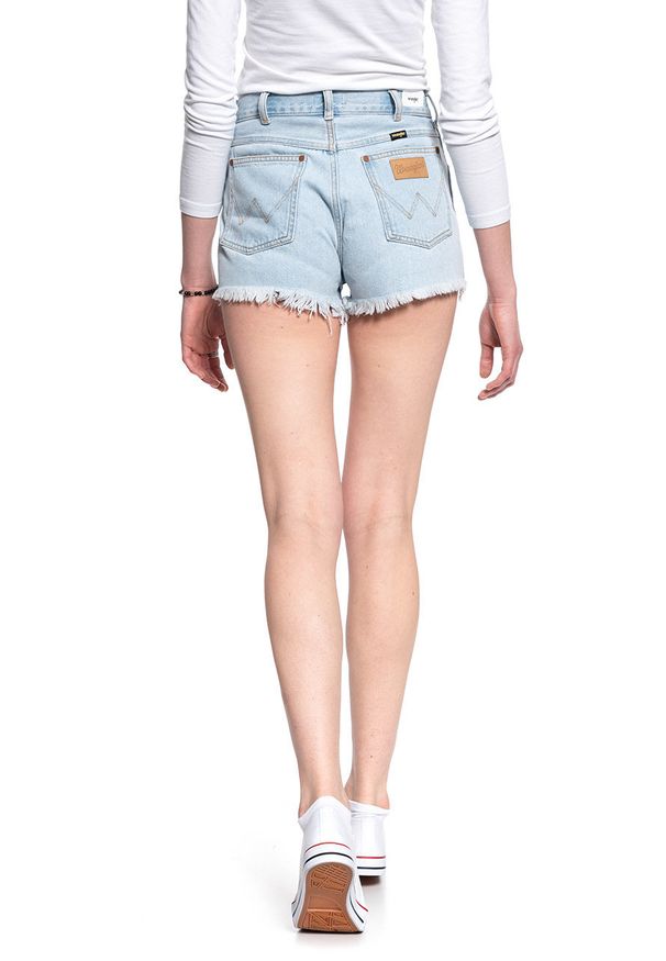 Wrangler - DAMSKIE SHORTY JEANSOWE WRANGLER FESTIVAL SHORT BLUE BALLAD W26FWPXA3 112128034. Materiał: jeans