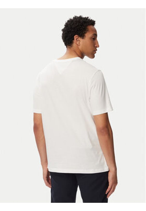 TOMMY HILFIGER - Tommy Hilfiger T-Shirt Script Stack MW0MW43224 Biały Regular Fit. Kolor: biały. Materiał: bawełna