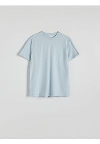 Reserved - Strukturalny t-shirt regular fit - jasnoniebieski. Kolor: niebieski. Materiał: bawełna