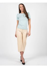 Patrizia Pepe T-Shirt | DM3623 A13 | Kobieta | Błękitny. Kolor: niebieski. Materiał: elastan, wiskoza. Wzór: aplikacja