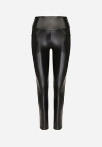 Born2be - Czarne Legginsy z Imitacji Skóry i Kieszeni z Wysokim Stanem Olabria. Okazja: na co dzień. Stan: podwyższony. Kolor: czarny. Materiał: skóra. Styl: elegancki, casual #5