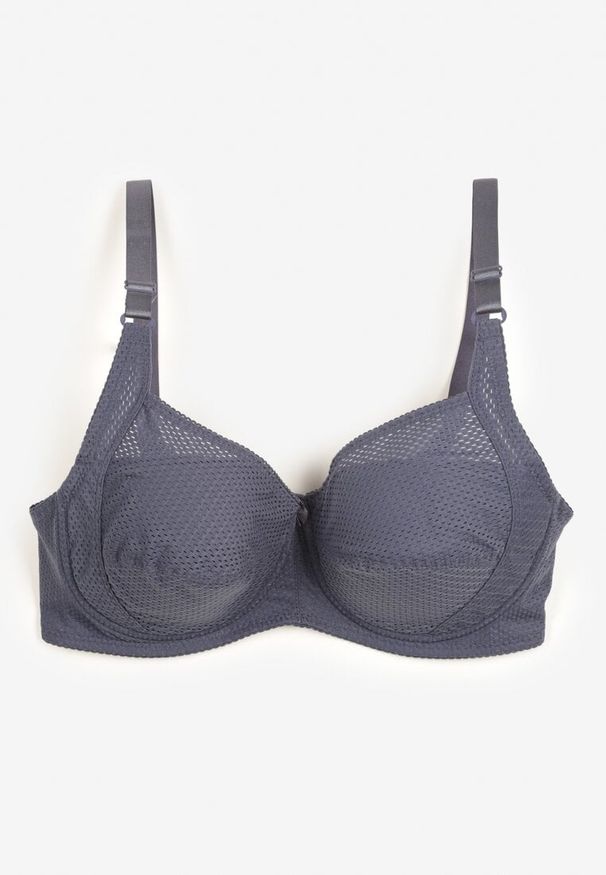 Renee - Granatowo-Szary Biustonosz Full Cup z Regulowanymi Ramiączkami Vikonna. Kolekcja: plus size. Kolor: niebieski