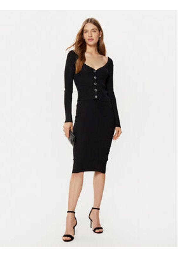 Guess Kardigan W5RR08 Z2V62 Czarny Regular Fit. Kolor: czarny. Materiał: wiskoza