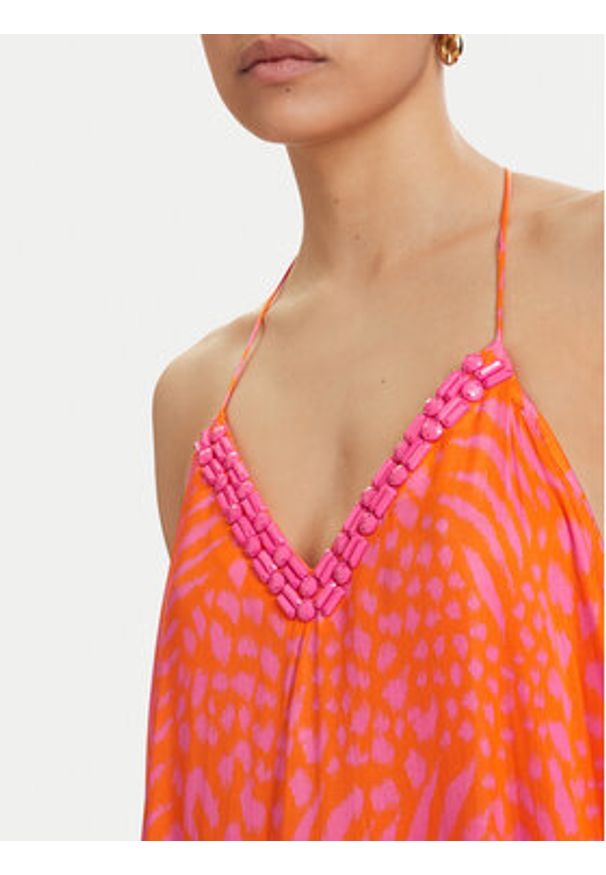 LOLA CASADEMUNT Sukienka letnia LS2616030 Pomarańczowy Regular Fit. Kolor: pomarańczowy. Materiał: wiskoza. Sezon: lato
