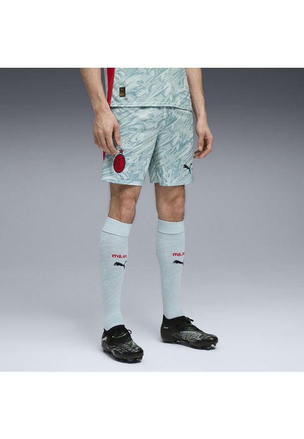 Puma - Męskie szorty bramkarskie AC Milan 25/26 PUMA Modern Mint For All Time Red Green. Kolor: czerwony, zielony, wielokolorowy. Materiał: tkanina. Sport: piłka nożna