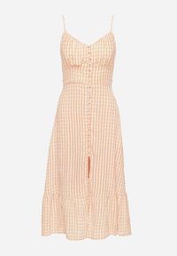 Born2be - Pomarańczowa Sukienka Rozkloszowana na Ramiączkach z Guzikami z Wiskozą Efrinelle. Okazja: na co dzień. Typ kołnierza: dekolt w kształcie V. Kolor: pomarańczowy. Materiał: wiskoza. Długość rękawa: na ramiączkach. Typ sukienki: rozkloszowane. Styl: casual, elegancki #3