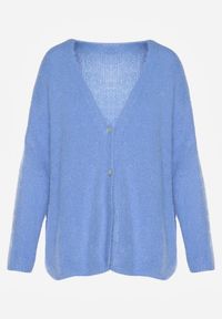 Renee - Niebieski Kardigan z Wełną i Moherem o Klasycznym Kroju z Dekoltem w Serek Avelmio. Okazja: na co dzień, na randkę, na spacer. Typ kołnierza: dekolt w serek. Kolor: niebieski. Materiał: wełna, moher. Długość rękawa: długi rękaw. Długość: długie. Styl: klasyczny #7